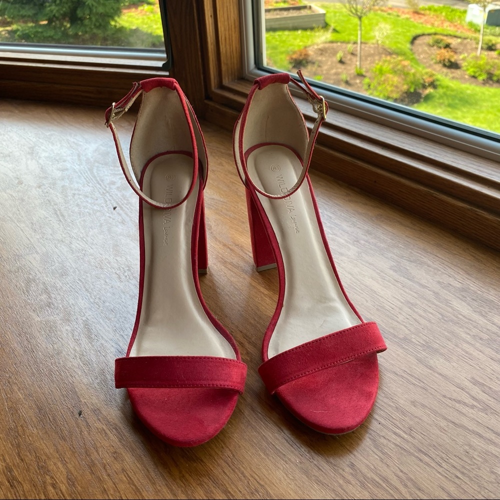 Red Strappy Sandal Heels